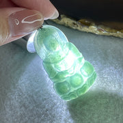 Natural Type A Icy Blueish Green Jadeite Amitabha Buddha Pendant in S925 Silver | (8.38g | 45.2 x 26.6 x 4.0mm | Infinite Light, Compassion & Lifelong Protection Anchor, Feng Shui Guardian & Executive Peace Pendant) - Huangs Jadeite and Jewelry Pte Ltd