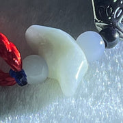 Type A Light Lavender Yellow Jadeite Yuan Bao Ingot in Red Blue String Display 4.75g 7.1 by 17.3 by 6.7mm - Huangs Jadeite and Jewelry Pte Ltd