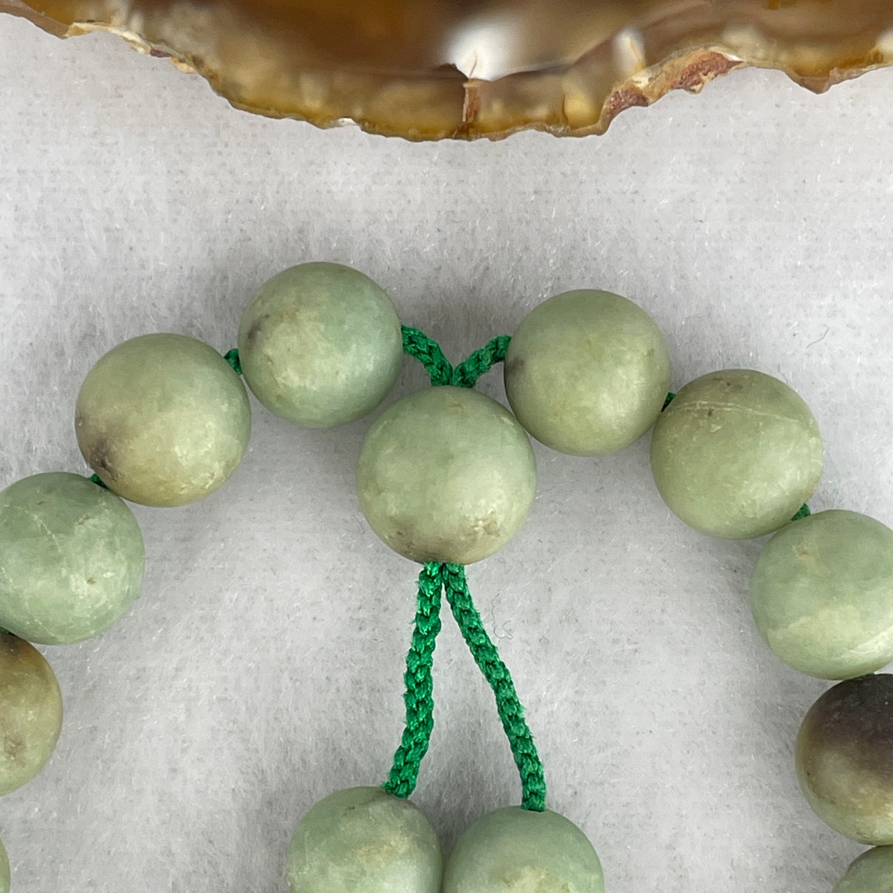 Natural Type A Green with Brown Jadeite Beads Bracelet (Unpolished) | Untreated Dual-Tone Fei Cui Statement Strand (51.65g | 17cm | 1 Bead 11.9mm - 10.5mm 20 Beads)