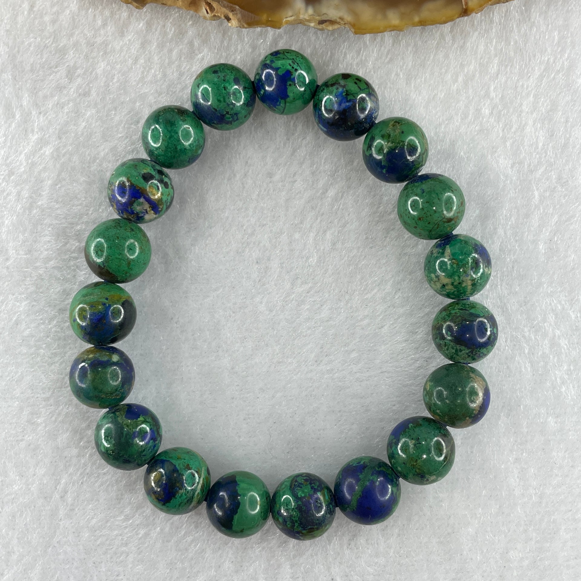 Natural Azurite Beads Bracelet 23.00g 14cm 9.3mm 19 Beads - Huangs Jadeite and Jewelry Pte Ltd