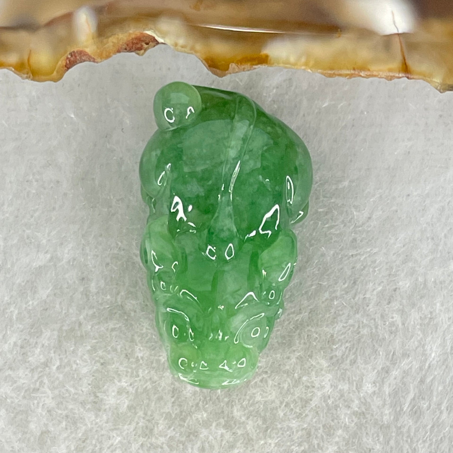 Type A Full Green Jadeite Pixiu Pendant Charm 6.42g 25.4 by 14.4 by 10.1mm - Huangs Jadeite and Jewelry Pte Ltd
