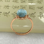 Natural Larimar in S925 Silver Rose Gold Color Ring (Adjustable Size) 1.97g 9.1 by 5.0mm - Huangs Jadeite and Jewelry Pte Ltd