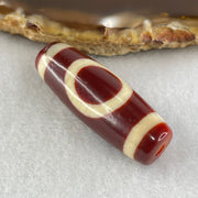 Natural Powerful Tibetan Old Oily Red White Agate One Eye Earth Element Dzi Bead Heavenly Master (Tian Zhu) 一眼土元素天珠 9.05g 36.4 by 12.8mm - Huangs Jadeite and Jewelry Pte Ltd