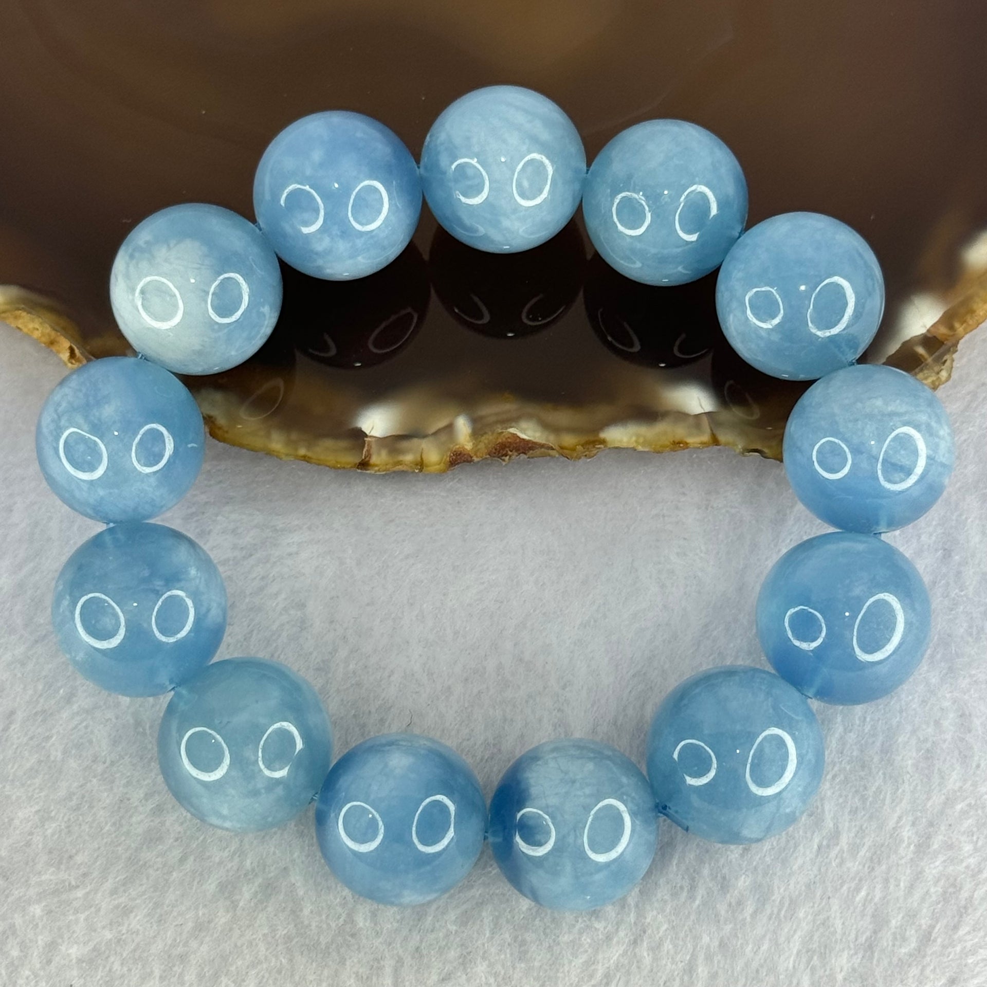 Natural Aquamarine Beads Bracelet 93.37g 19cm 17.5mm 13 Beads - Huangs Jadeite and Jewelry Pte Ltd