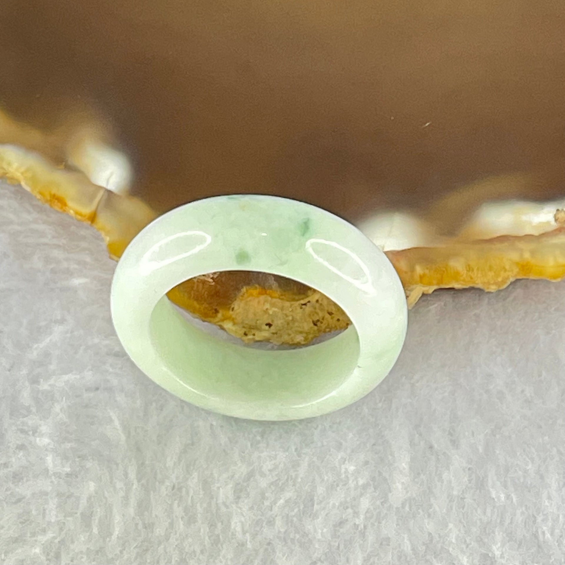 Type A Light Green with Moss Green Piao Hua Jadeite Ring 4.39g 7.0 by 3.9mm US7 HK15.2 - Huangs Jadeite and Jewelry Pte Ltd