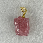 Natural Strawberry Quartz Fortune Cat Charm 3.89g 17.3 by 12.8 by 9.7mm - Huangs Jadeite and Jewelry Pte Ltd