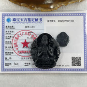 Type A Opaque Black Omphacite Jadeite Good Vs Evil Mahasthamaprapta Bodhisattva Pendant Horse Zodiac Guardian 41.32g 50.8 by 43.8 by 11.8mm - Huangs Jadeite and Jewelry Pte Ltd
