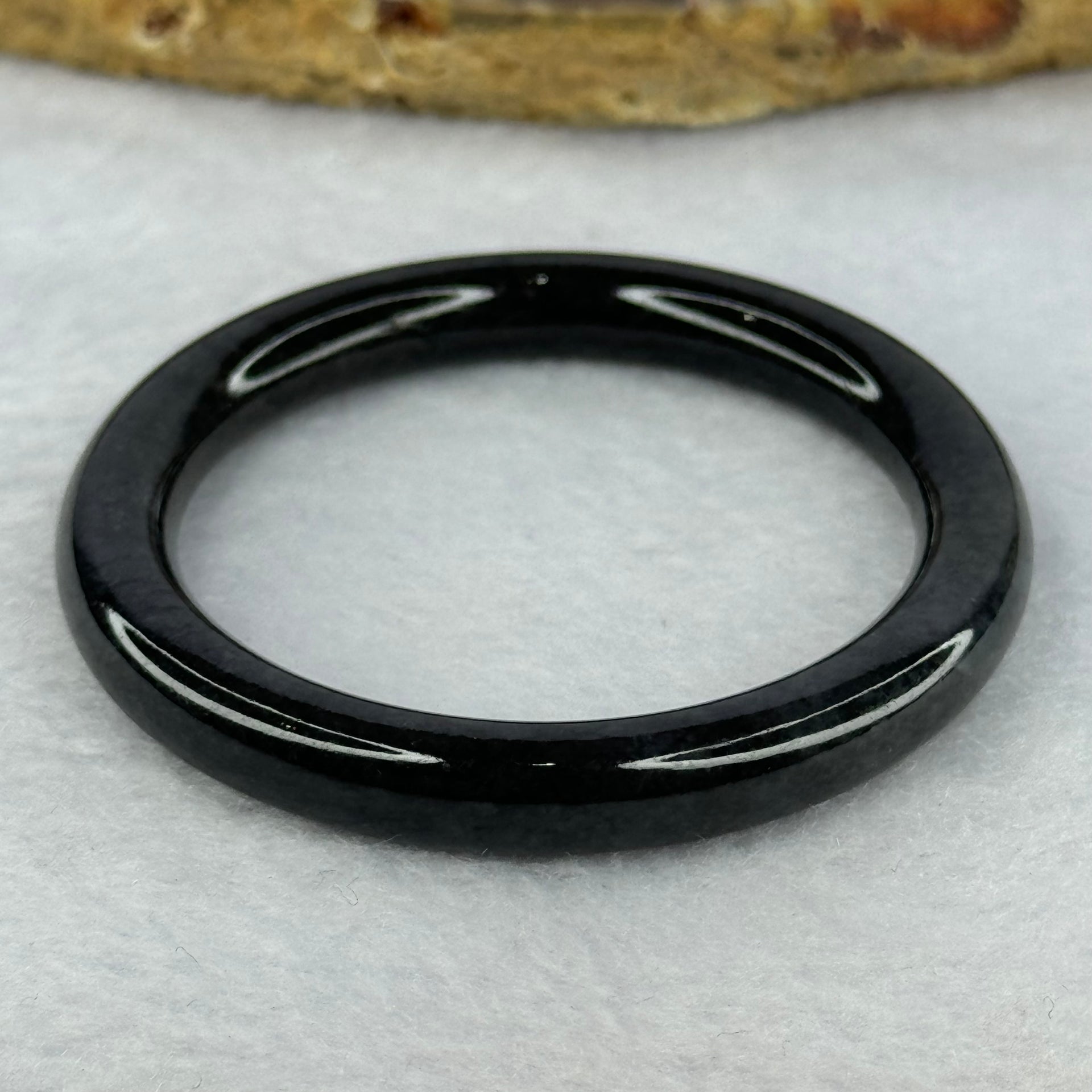 Type A Black Grey Wuji Jadeite Baby Bangle 16.18g Internal Diameter 40.1mm 6.5 by 6.4mm - Huangs Jadeite and Jewelry Pte Ltd