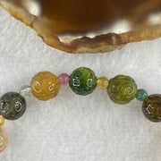 Good Grade Natural Tourmaline Crystal Beads Bracelet 15.43g 14cm 8.7mm 15Beads - Huangs Jadeite and Jewelry Pte Ltd