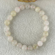 Type A White With Brownish Green Jadeite Beads Bracelet 19.25g 15cm 8.0mm 23 Beads - Huangs Jadeite and Jewelry Pte Ltd