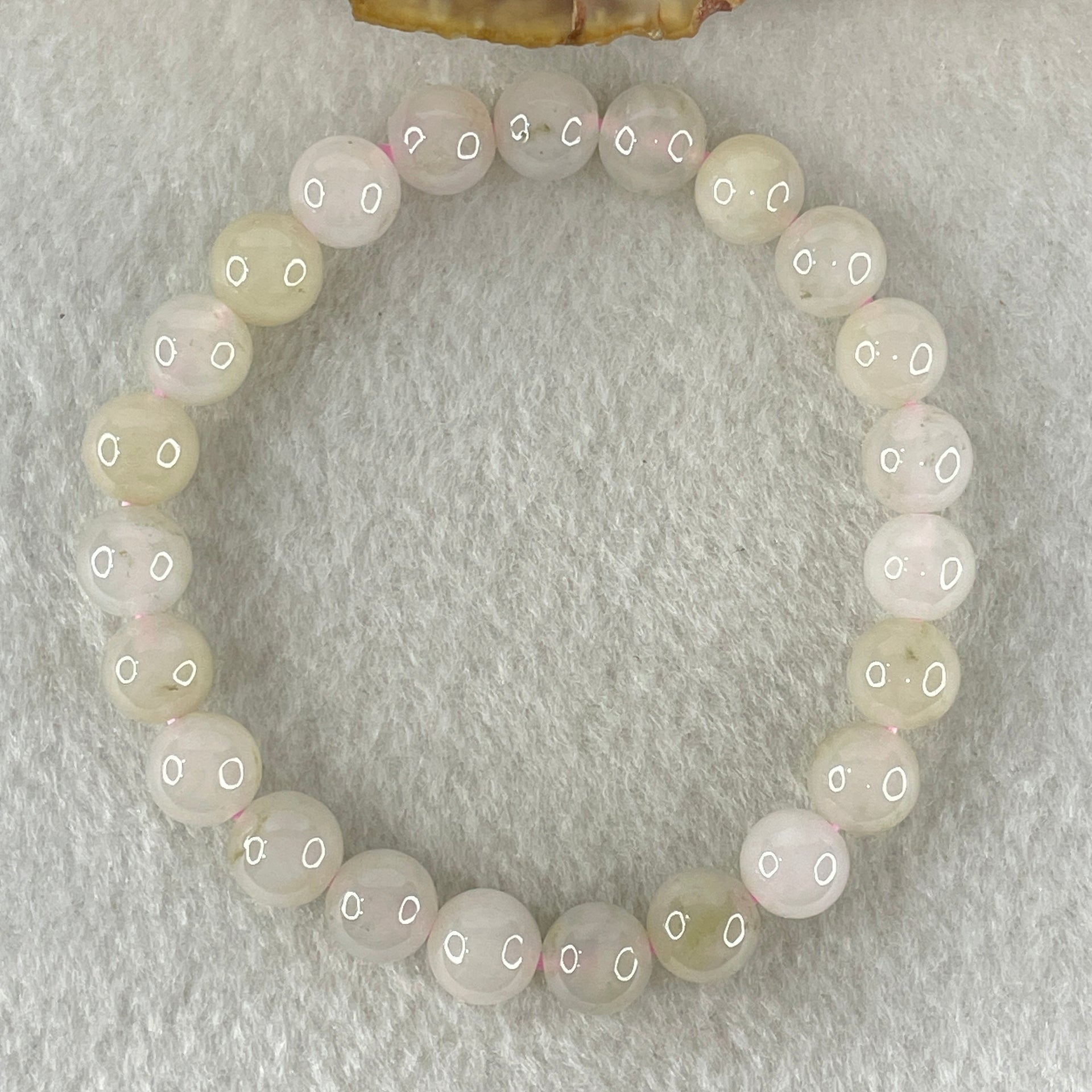 Type A White With Brownish Green Jadeite Beads Bracelet 19.25g 15cm 8.0mm 23 Beads - Huangs Jadeite and Jewelry Pte Ltd