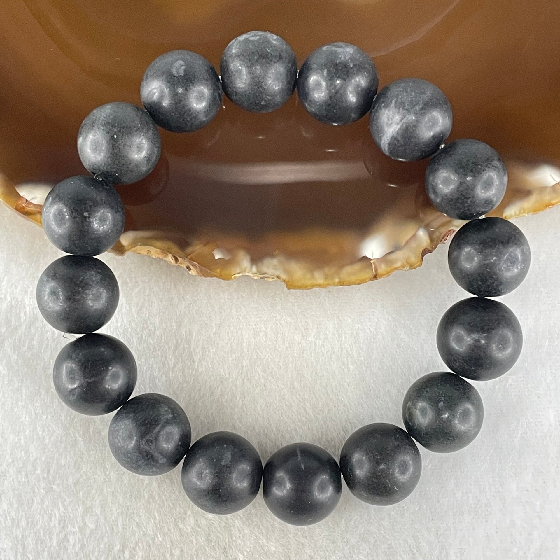 Natural Magnetite Beads Bracelet 63.55g 17cm 13.8mm 16 Beads - Huangs Jadeite and Jewelry Pte Ltd