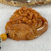 Grandmaster Type A Translucent Brownish Orange to Brownish Red with Light Blueish Green Jadeite Bird with Flower 花开富贵 Pendant 53.67g 49.27 by 46.37 by 12.66mm With NGI Cert 82838746 - Huangs Jadeite and Jewelry Pte Ltd