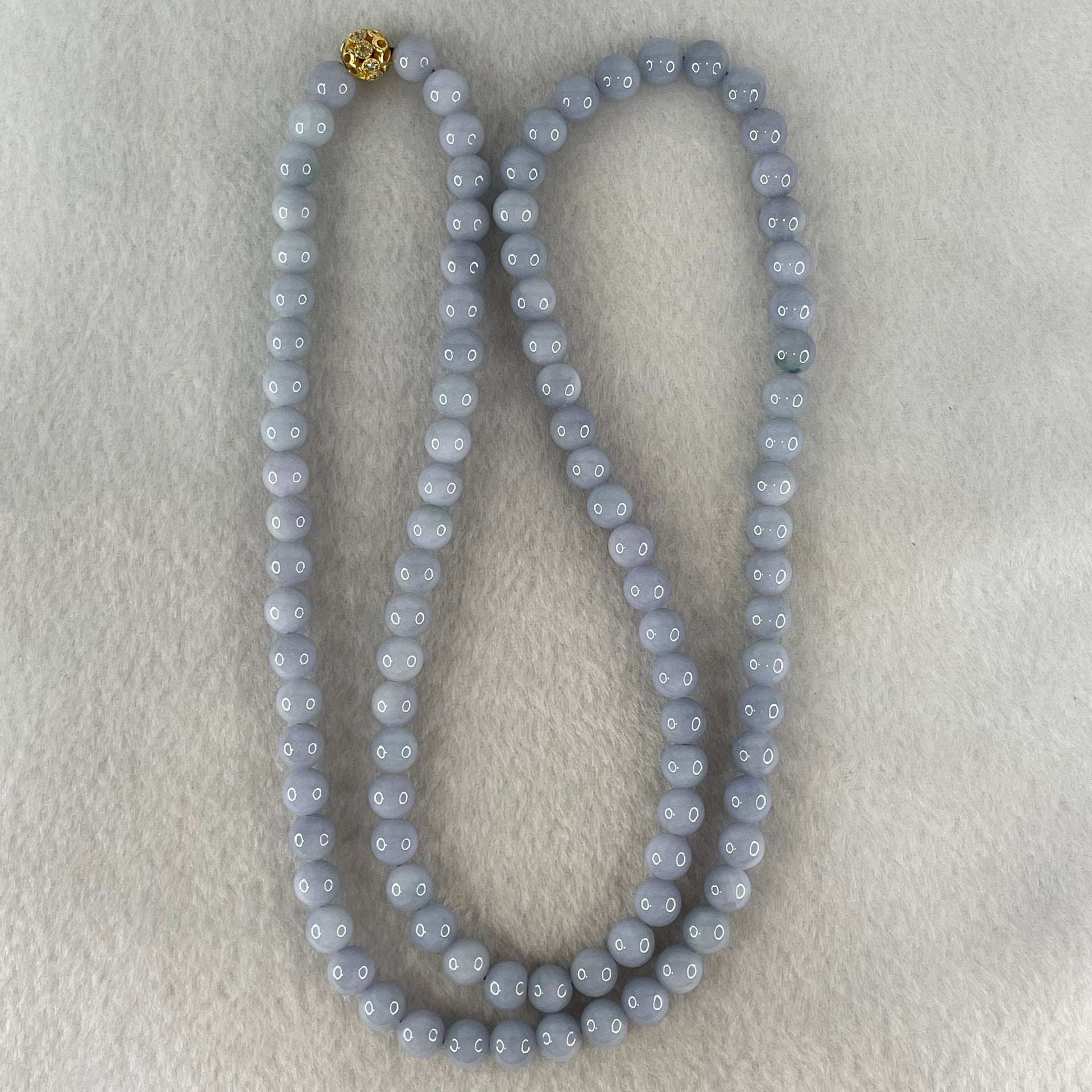 Type A Full Lavender Jadeite Beads Necklace 57.64g 66cm 7.0mm 98 Beads - Huangs Jadeite and Jewelry Pte Ltd