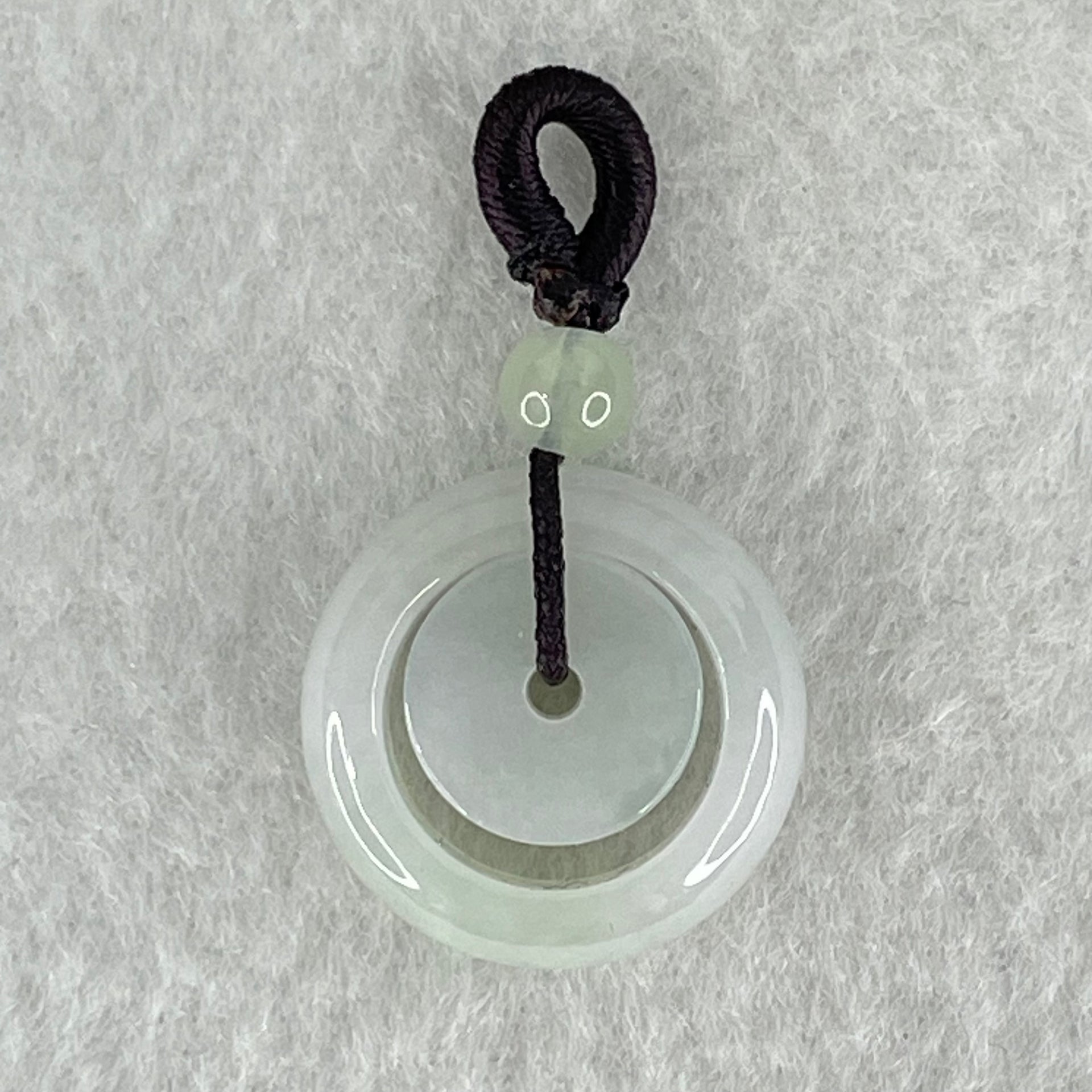 Type A Faint Lavender Jadeite Double Ping An Kou Donut Charm Pendant 4.40g 18.3 by 7.0mm - Huangs Jadeite and Jewelry Pte Ltd