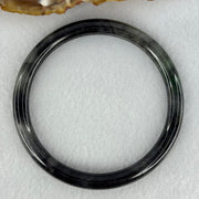 Type A Wuji Black Grey with Green Patch Jadeite Bangle Internal Diameter 55.5mm 40.98g 6.4 by 6.5mm (Internal Lines) - Huangs Jadeite and Jewelry Pte Ltd