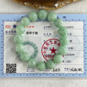 Type A Green Jadeite Beads Bracelet 60.11g 16cm 13.1mm 16 Beads - Huangs Jadeite and Jewelry Pte Ltd