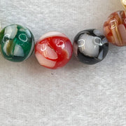 Muti Color Glass Beads Bracelet 21.04g 15.5cm 10.5mm 18 Beads - Huangs Jadeite and Jewelry Pte Ltd