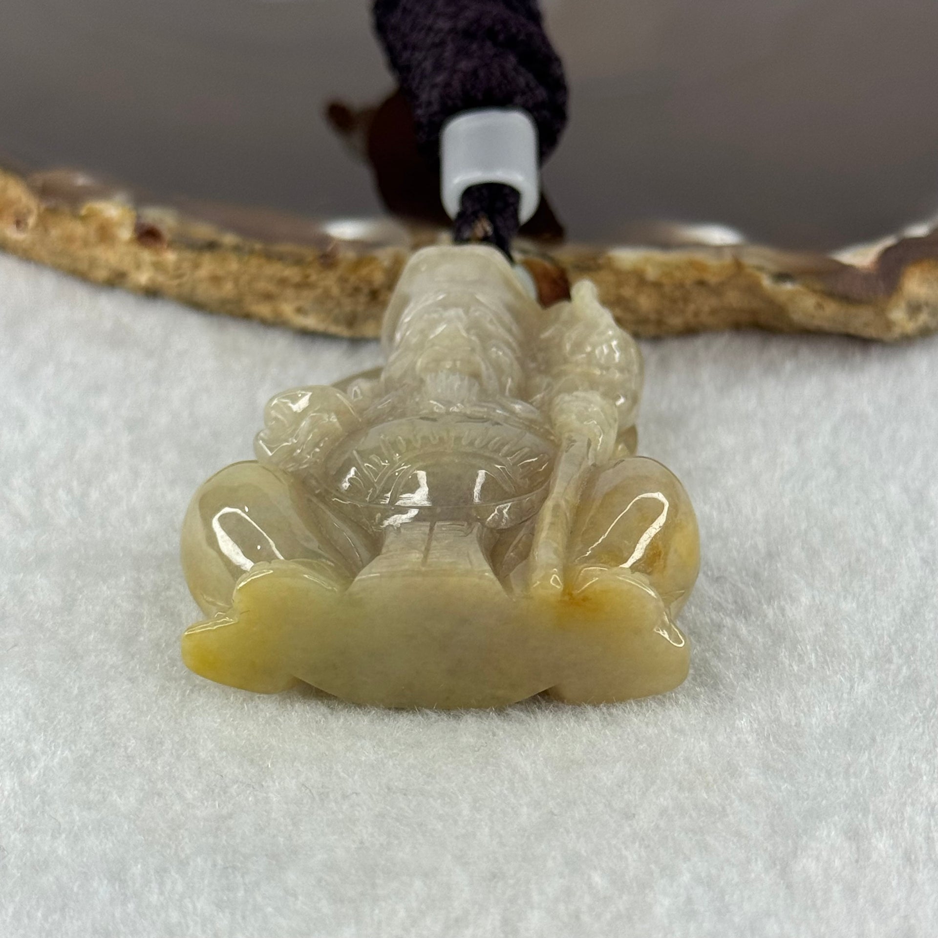 Type A Faint Lavender & Green Jade Jadeite Tu Di Gong 48.63g 50.5 by 39.7 by 13.9mm - Huangs Jadeite and Jewelry Pte Ltd