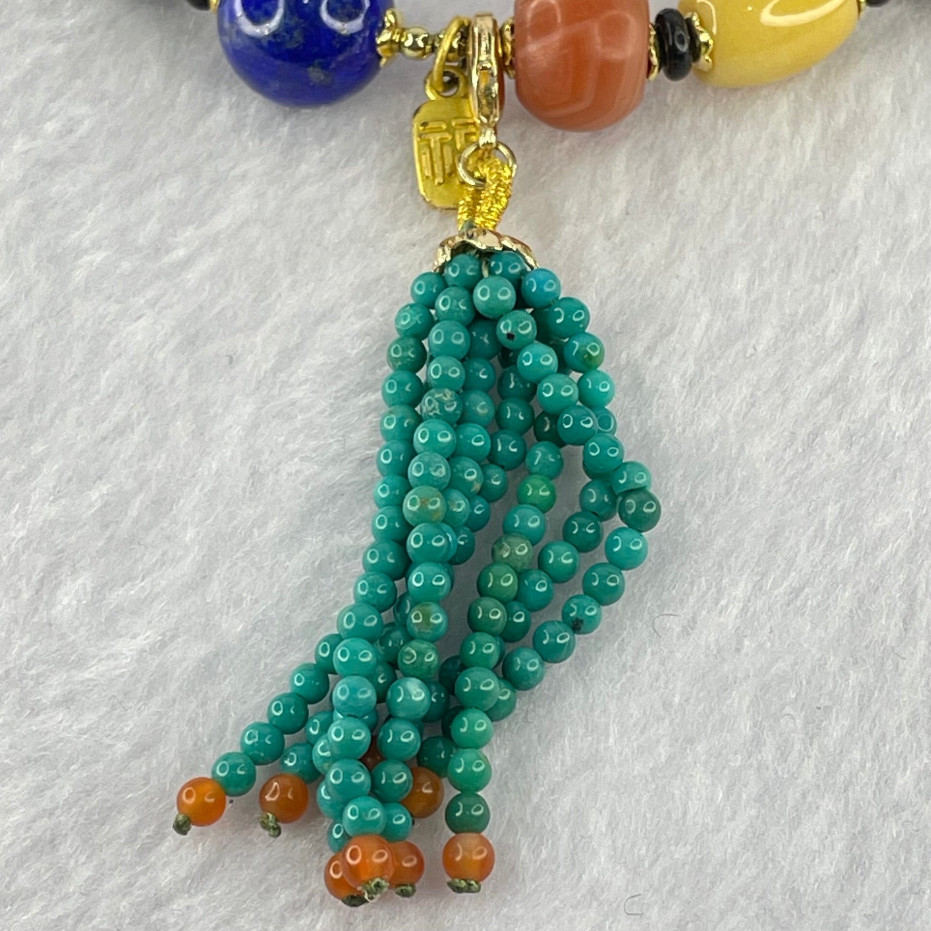 Muti Treasure with Tibetan Old Oily Agate Dzi Beads 3 Eye with Natural Crystals Beads Bracelet 37.56g 16.5cm 21.8 by 13.5mm, 11.2 by 11.7mm, 9.8 by 10.3mm - Huangs Jadeite and Jewelry Pte Ltd