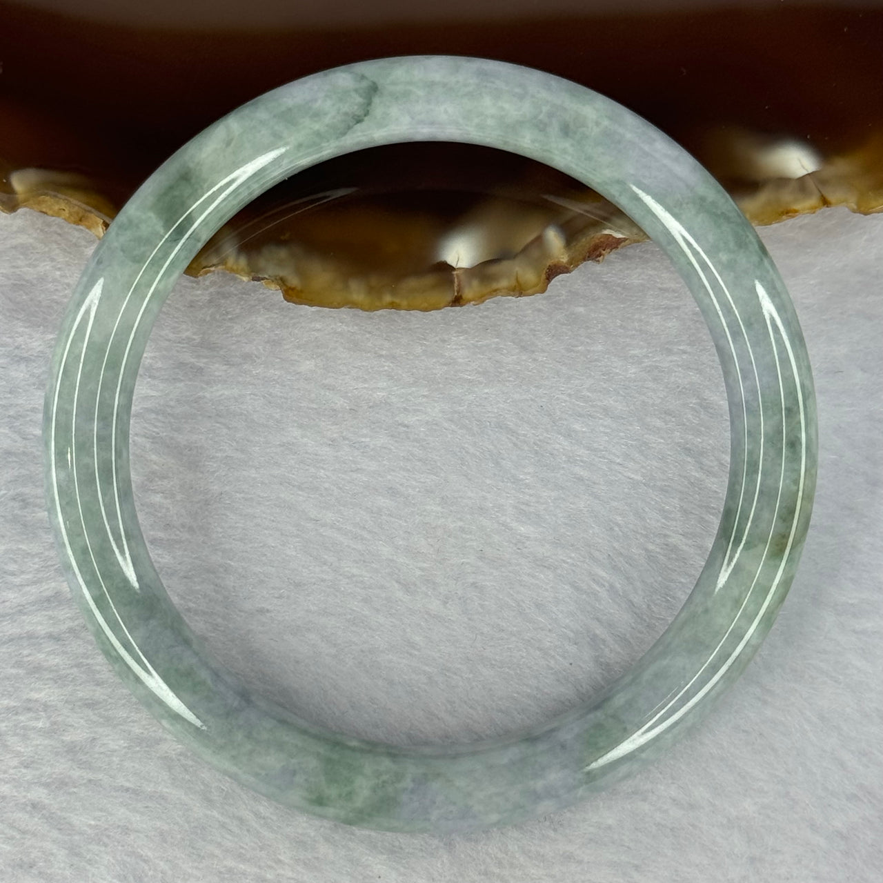 Type A Deep Lavender and Green Piao Hua Jadeite Bangle 34.03g Internal Diameter 55.8mm 8.0 by 8.0mm (Internal Line) - Huangs Jadeite and Jewelry Pte Ltd