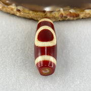 Natural Powerful Tibetan Old Oily Red White Agate One Eye Earth Element Dzi Bead Heavenly Master (Tian Zhu) 一眼土元素天珠 9.78g 37.7 by 13.1mm - Huangs Jadeite and Jewelry Pte Ltd