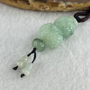 Natural Type A Light Green with Blueish Green Piao Hua Flora Jadeite Hulu Calabash Pendant 12.50g 27.0 by 16.2 by 13.2mm - Huangs Jadeite and Jewelry Pte Ltd