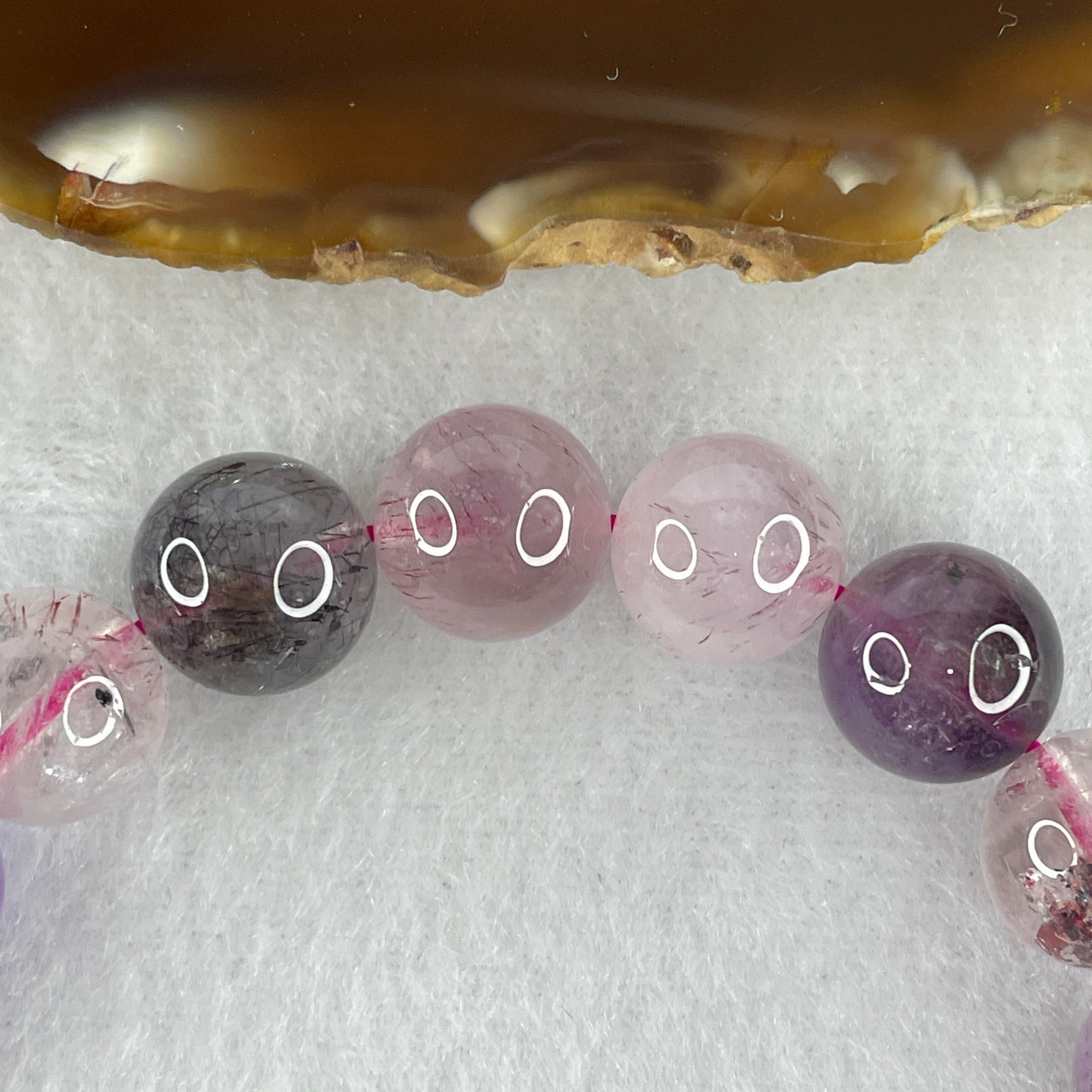 Certified Above-Average Grade Natural Super 7 Crystal Beads Bracelet | Authentic Sacred Seven Multi-Mineral Inclusions Quartz Spiritual Catalyst & Auric Shield Bracelet (36.00g | 17.5cm Length | 11.3mm | 19 Beads)