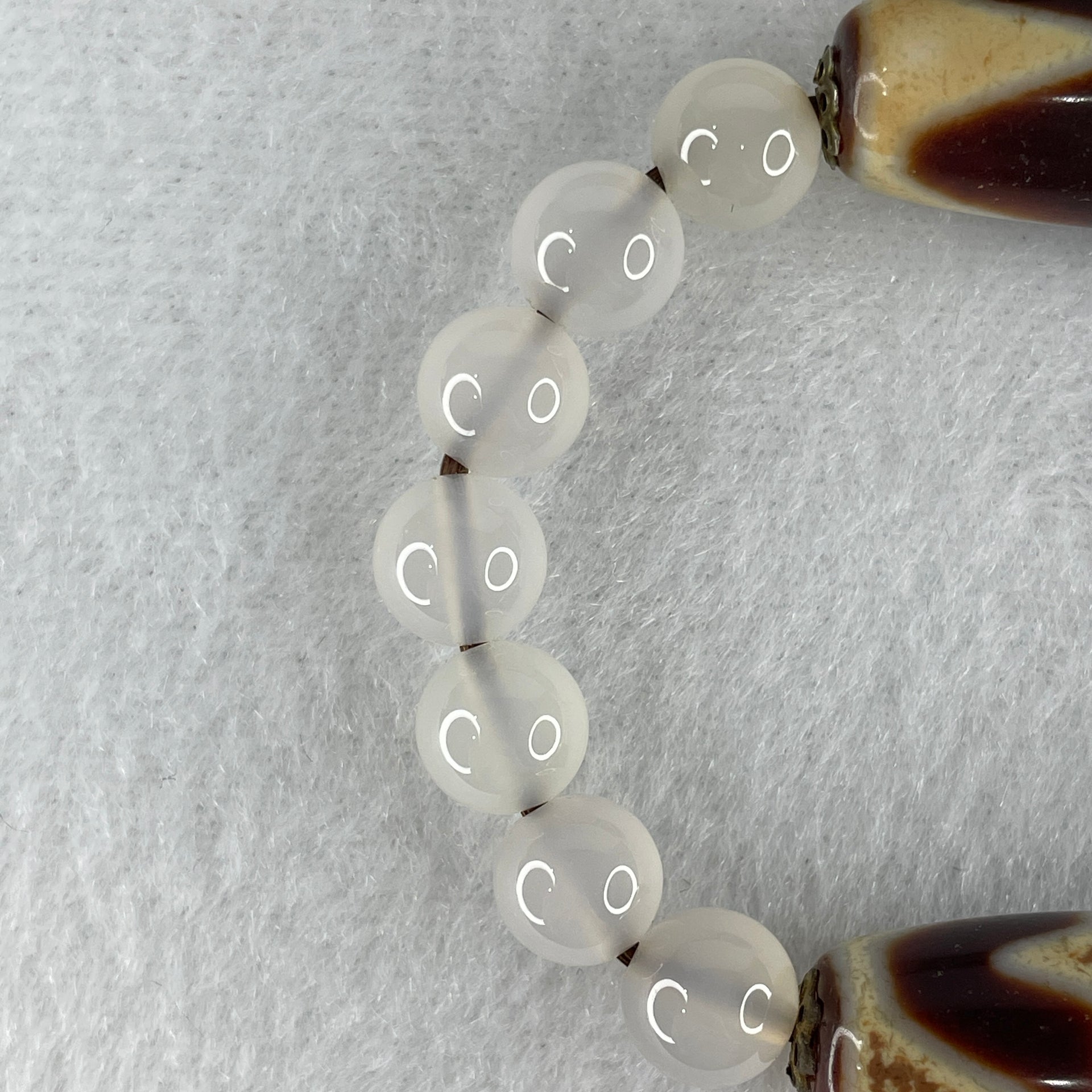 Natural Powerful Tibetan Old Oily Agate Tiger Tooth Daluo Dzi Bead Heavenly Master (Tian Zhu) with White Agate Beads Bracelet 24.84g 14cm 29.8 by 13.0mm Double Tiger Tooth - 29.5 by 12.3 Tiger Tooth - Huangs Jadeite and Jewelry Pte Ltd