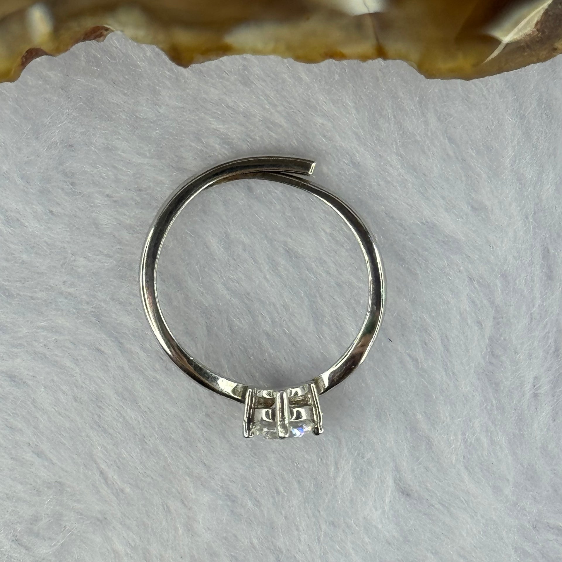 Cubic Zirconia in S925 Sliver Ring (Adjustable Size) 1.67g 4.8 by 2.8mm - Huangs Jadeite and Jewelry Pte Ltd