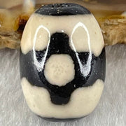 Natural Powerful Tibetan Old Oily Dark Brown With White Agate 3 Eyes Dzi Bead Heavenly Master (Tian Zhu) 三眼天诛 4.37g 17.4 by 12.9mm - Huangs Jadeite and Jewelry Pte Ltd