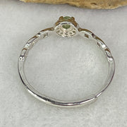 Type A Semi Icy Green Cabochon Jadeite in S925 Sliver Ring (Adjustable Size) 0.90g 3.0 by 1.5mm - Huangs Jadeite and Jewelry Pte Ltd