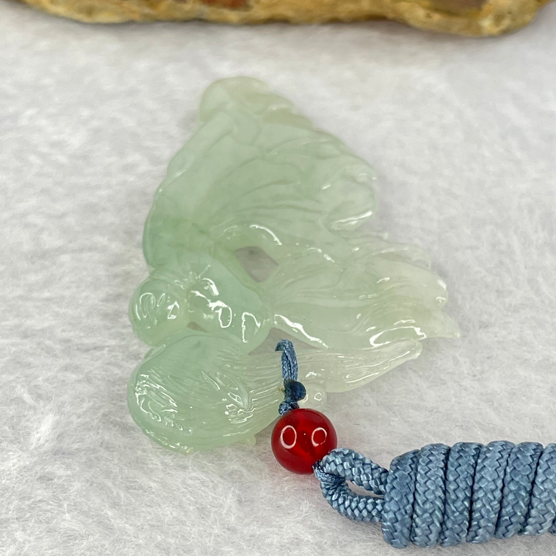 Type A Semi Icy Light Green Jadeite Fairy Pendent 14.65g 57.6 by 33.2 by 7.7mm - Huangs Jadeite and Jewelry Pte Ltd