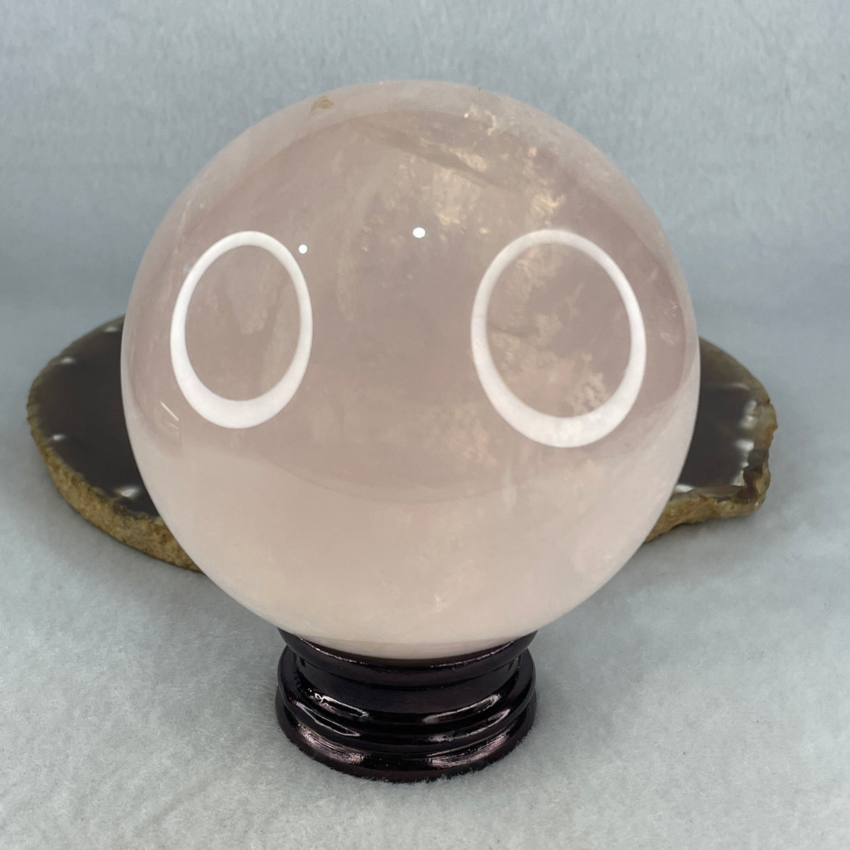 Natural Rose Quartz Sphere Ball Display with Onyx Stand | Universal Love & Emotional Harmony Crystal Orb (780.3g | 82.5x96.0mm | Awakening, Relationship Harmony, Unconditional Love & Peaceful Aura Magnet)