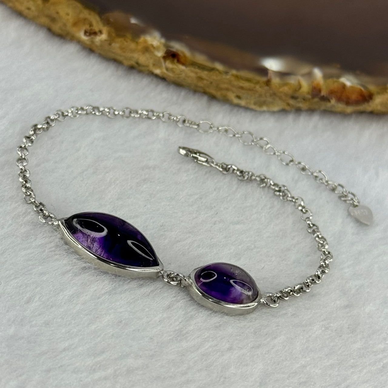 Above Average Natural Super 7 in S925 Sliver Bracelet 4.17g 16.2 by 8.3 by 5.5mm - Huangs Jadeite and Jewelry Pte Ltd