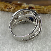 Natural Oval Blue Sapphire with Round Brilliant Cut Shape Diamonds in PT900 Platinum 15.38g Ring S2.386 with Melees D0.47 ct Total 19.93g US6.75 HK15 - Huangs Jadeite and Jewelry Pte Ltd