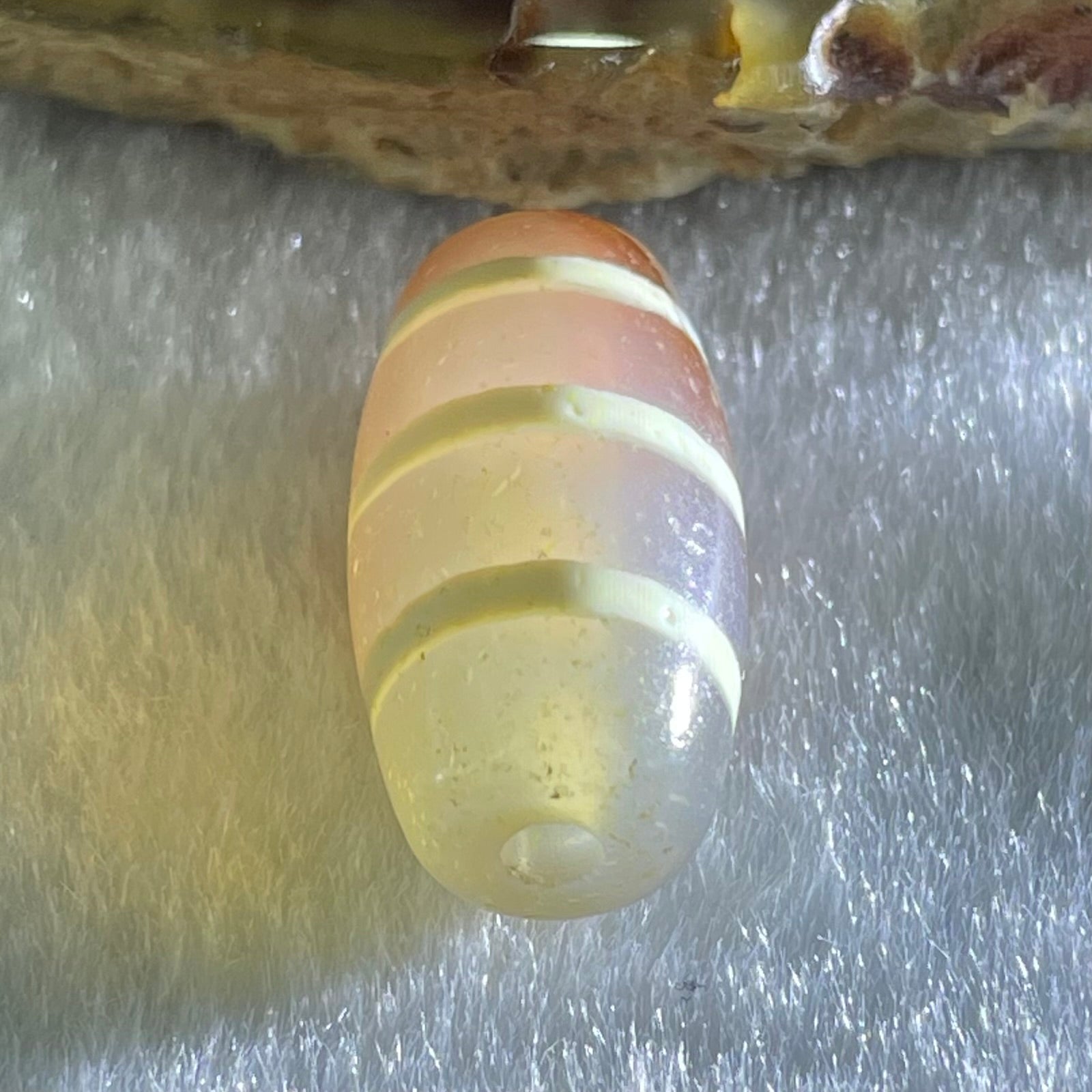 Natural Powerful Tibetan Old Oily Agate 3-Lines Dzi Bead Heavenly Master (Tian Zhu) 三行天诛 3.30g 20.1 by 10.5mm - Huangs Jadeite and Jewelry Pte Ltd