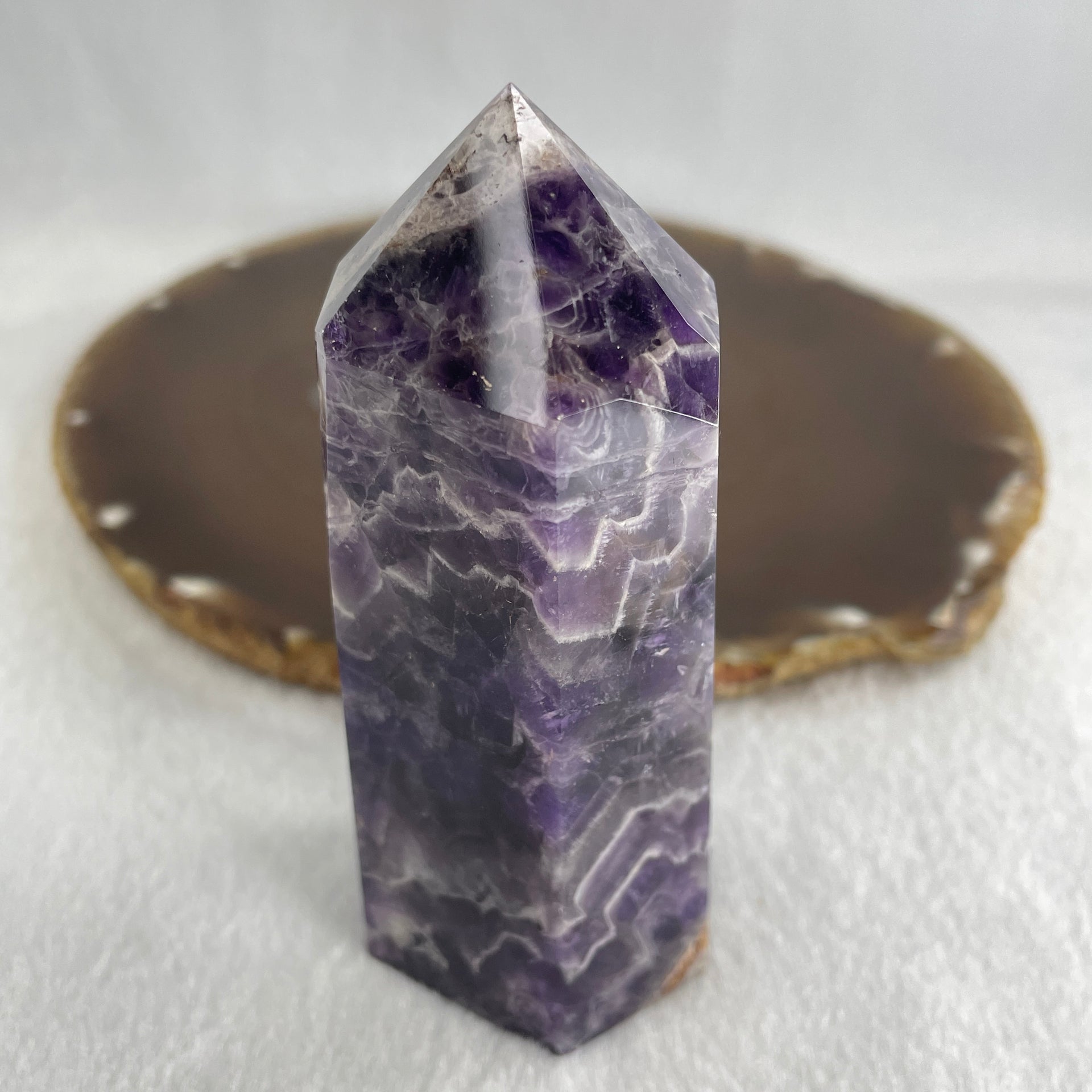 Natural Dreamy Amethyst Fluorite Quartz Tower Display 207.99g 94.6 by 40.5 by 32.8mm - Huangs Jadeite and Jewelry Pte Ltd