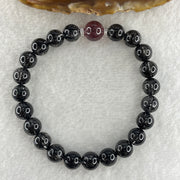 Natural Black Rutilated Quartz with Strawberry Quartz Beads Bracelet 17.79g 16cm 8.2mm 22Beads - 9.4mm 1Bead - Huangs Jadeite and Jewelry Pte Ltd