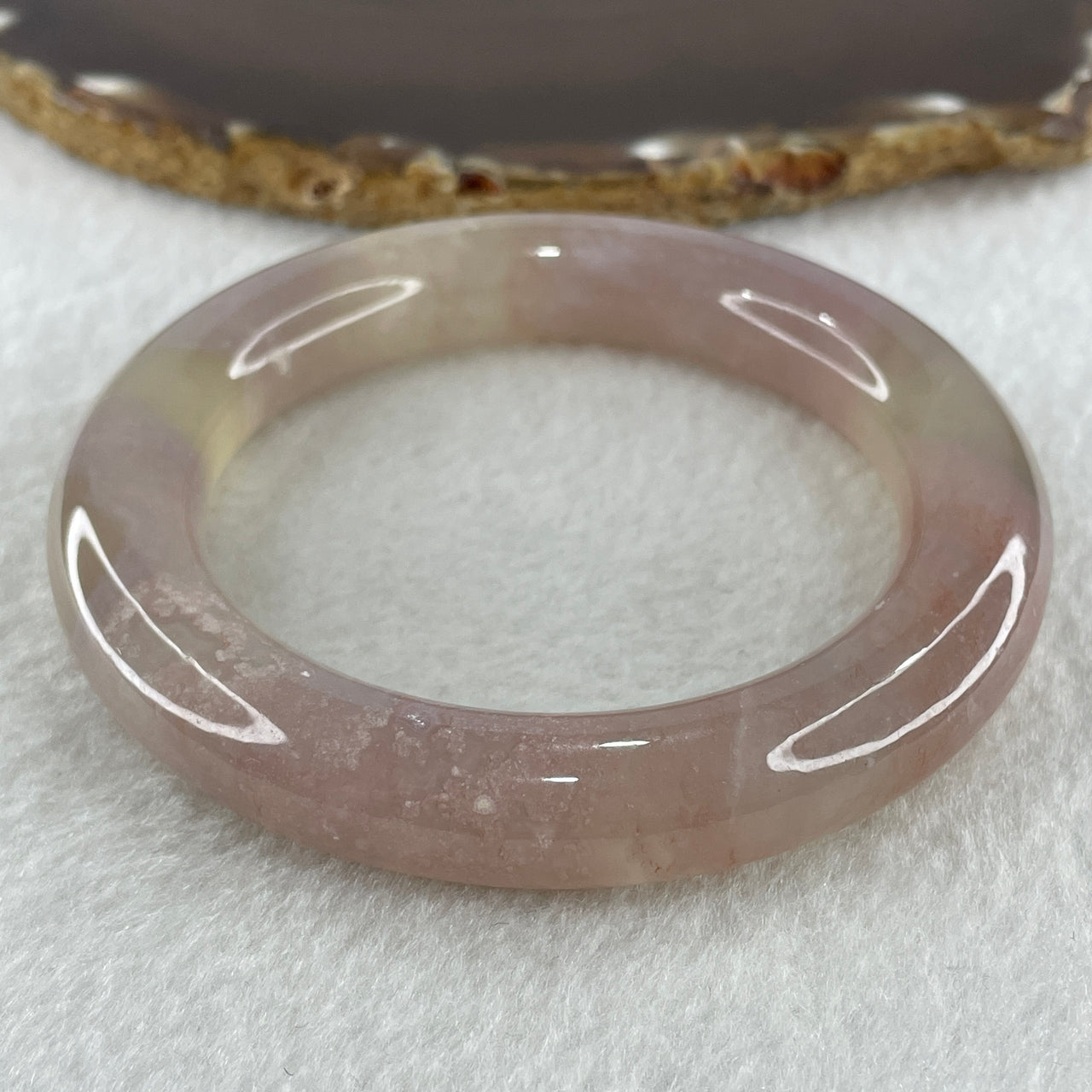 Natural Pinkish Agate Bangle 64.57g Internal Diameter 57.2mm 12.0 by 12.3mm (Perfect) - Huangs Jadeite and Jewelry Pte Ltd