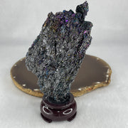 Natural Black Moissanite Rough Display with Wooden Stand 205.68g 70.7 by 45.0 by 132.5mm - Huangs Jadeite and Jewelry Pte Ltd