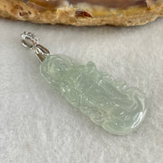 Type A Icy Colourless to Faint Green Jadeite Guan Yin Pendant 3.0g 31.0 by 14.5 by 3.5mm - Huangs Jadeite and Jewelry Pte Ltd