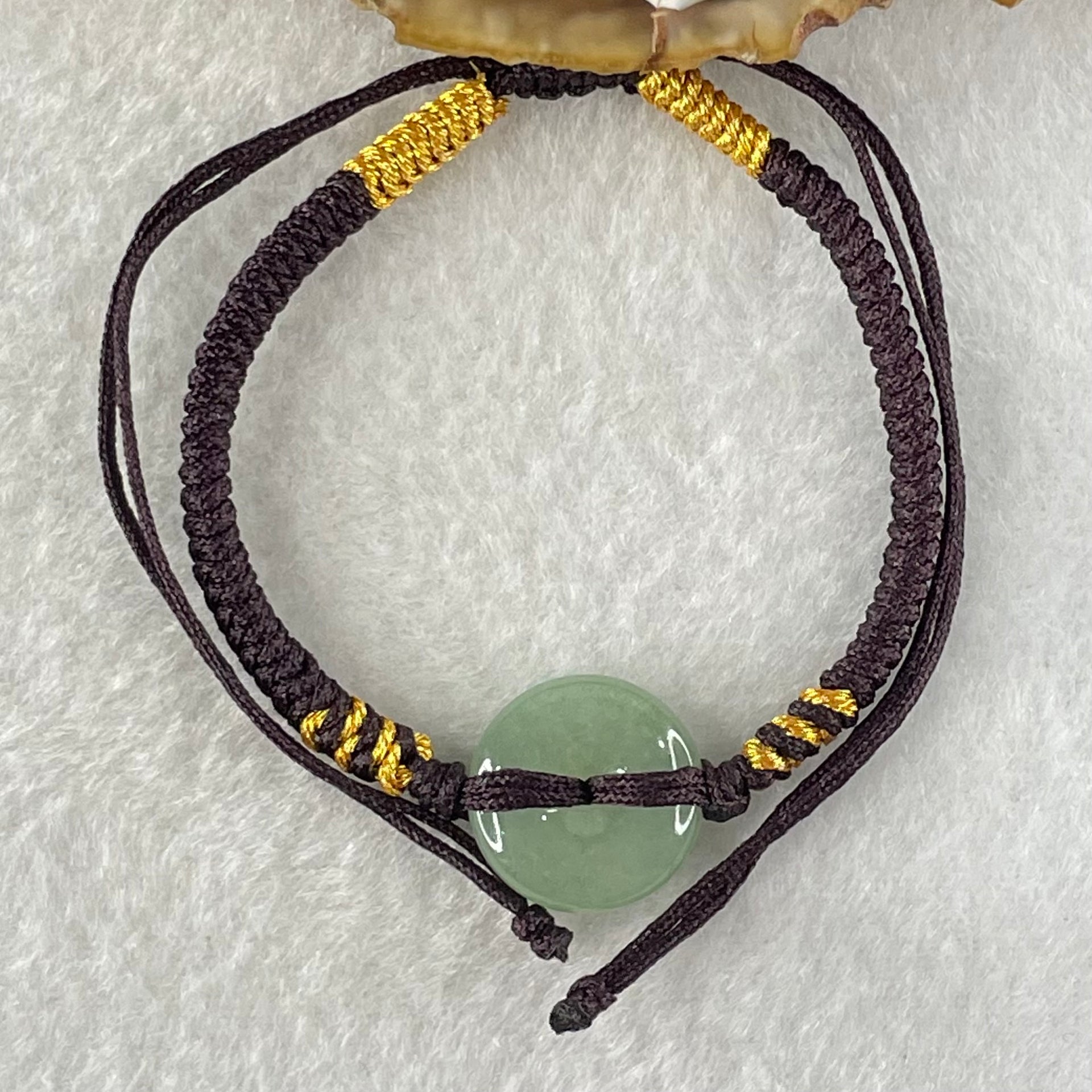 Type A Blueish Green Jadeite Ping An Kou Donut In String Bracelet 2.63g 14.5 by 4.4mm - Huangs Jadeite and Jewelry Pte Ltd