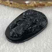 Type A Opaque Black Omphacite Jadeite Samantabhadra Bodhisattva Pendant Dragon and Snake Zodiac Guardian 18.30g 51.8 by 33.7 by 7.9mm - Huangs Jadeite and Jewelry Pte Ltd