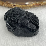 Type A Opaque Black Omphacite Jadeite Good Vs Evil Manjushri Bodhisattva Pendant Rabbit Zodiac Guardian 39.25g 50.5 by 44.0 by 13.3mm - Huangs Jadeite and Jewelry Pte Ltd