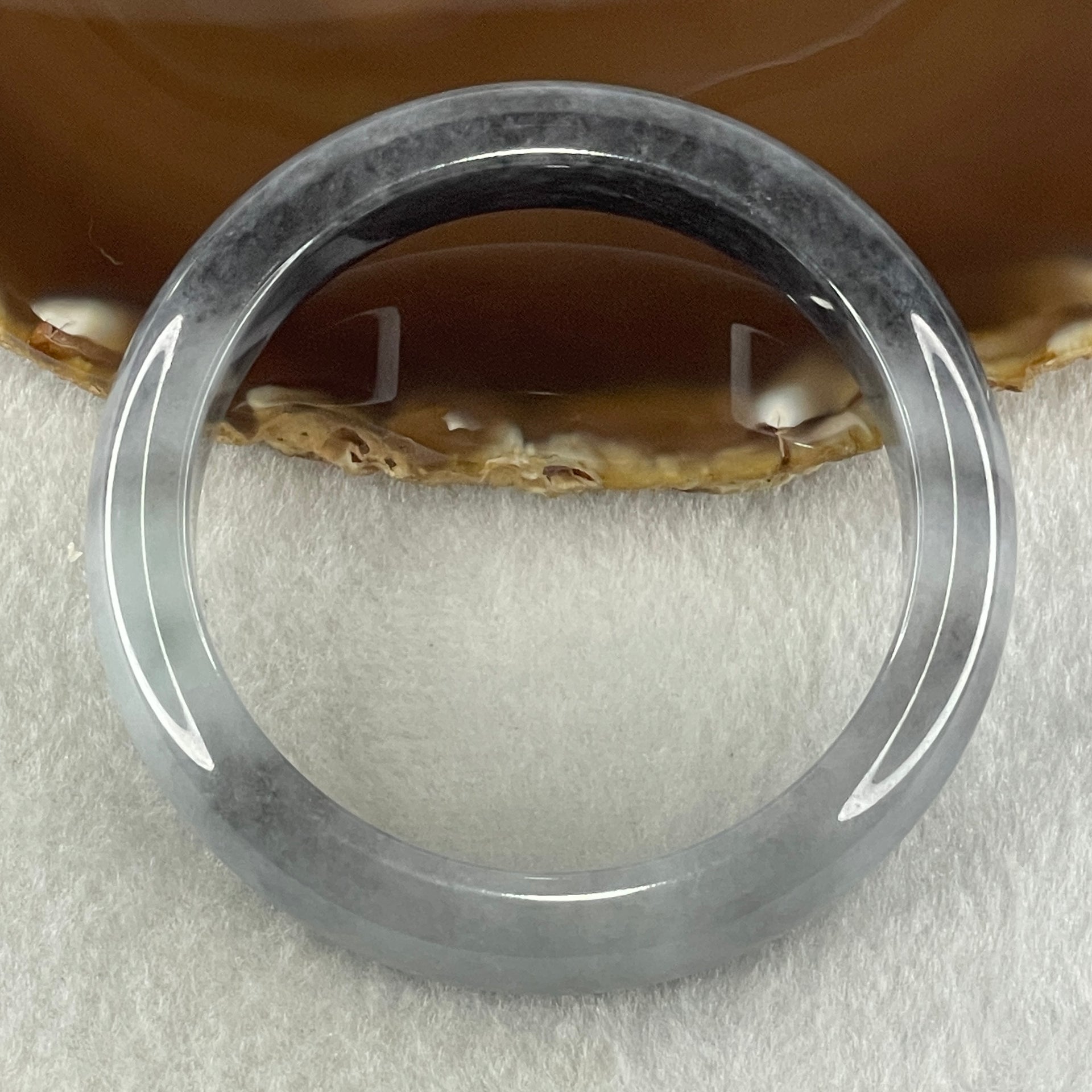 Type A Natural Wuji Grey Black Jadeite Bangle 66.98g Inner Diameter 56.6mm 13.7 by 8.1mm (Slight Internal Lines) - Huangs Jadeite and Jewelry Pte Ltd