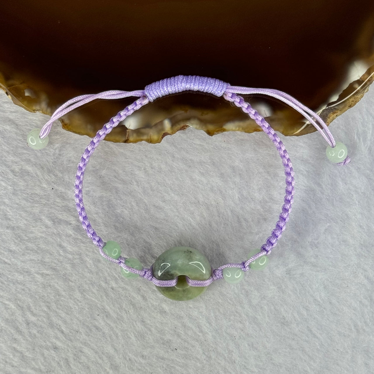 Type A Green with Yellow and Grey Wuji Jadeite Ping An Kou Donut Bracelet 5.64g 15.3 by 7.0mm - Huangs Jadeite and Jewelry Pte Ltd