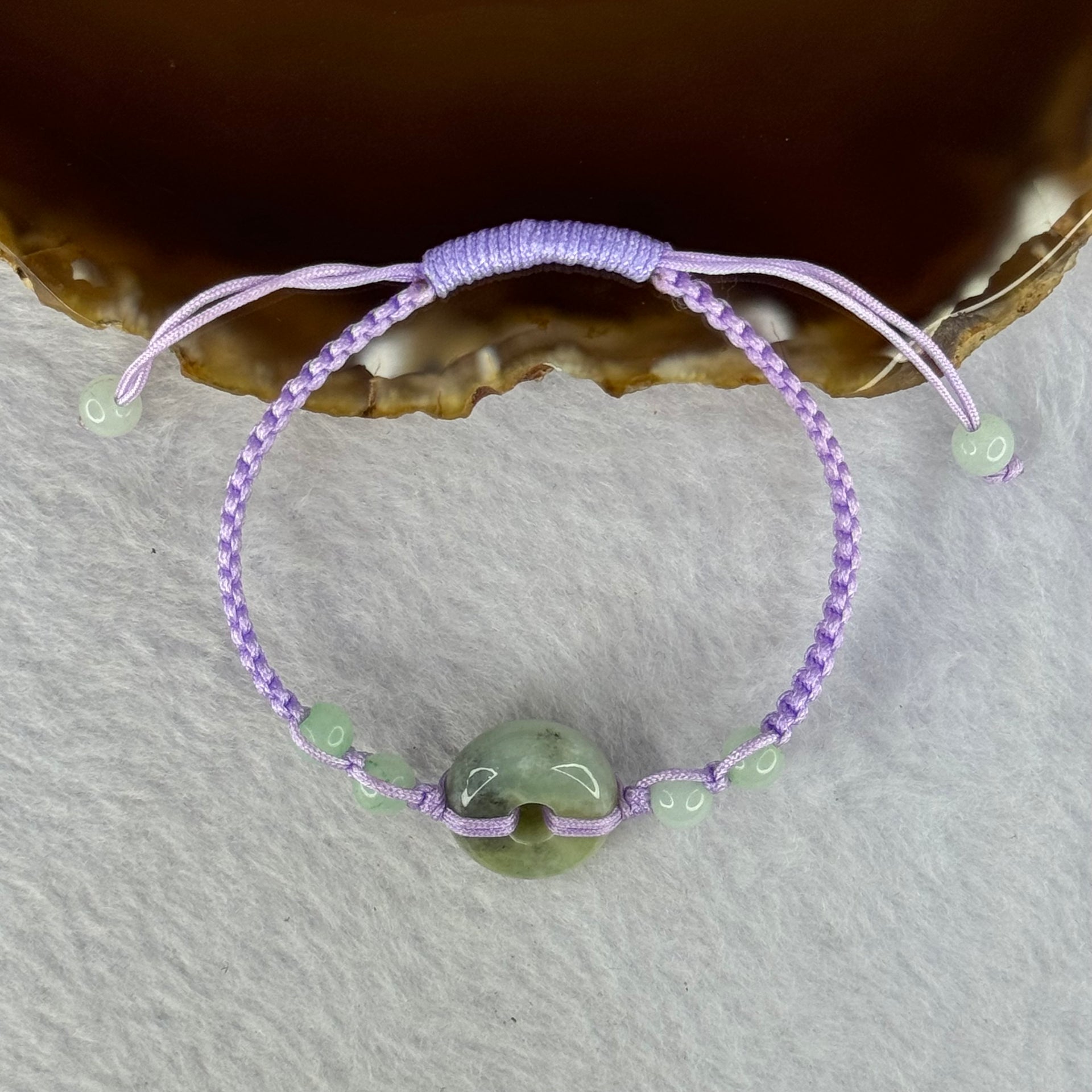 Type A Green with Yellow and Grey Wuji Jadeite Ping An Kou Donut Bracelet 5.64g 15.3 by 7.0mm - Huangs Jadeite and Jewelry Pte Ltd