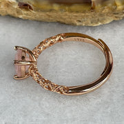 Natural-Rose-Quartz-Bead-in-S925-Sliver-Gold-Color-Ring-1.79g-6.6-by-4.5mm-(Adjustable Size)