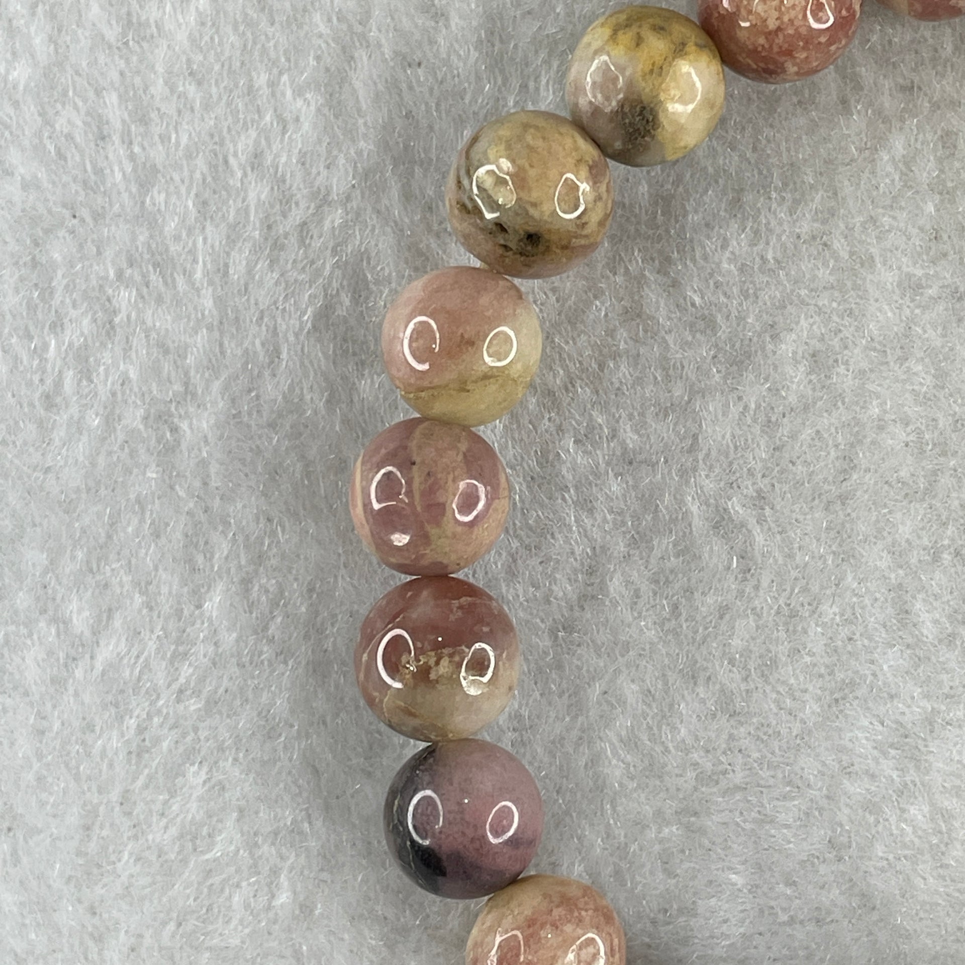 Natural Dark Pink Rhodonite Beads Bracelet 16.08g 14cm 8.1mm 22Beads - Huangs Jadeite and Jewelry Pte Ltd